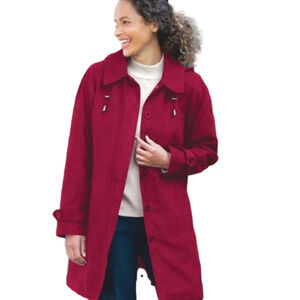 Appleseed’s Microsuede Hooded Balmacaam Coat Size PL